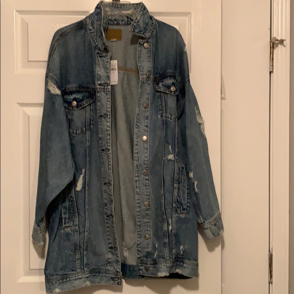 American Eagle trench coat length jean jacket